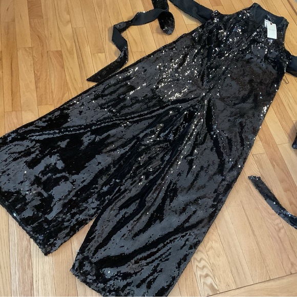 NWT Ted Baker Black Sequin Evening Gown Jumpsuit - Picture 5 of 16